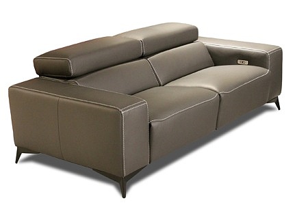 Brązowa sofa ze skóry naturalnej, luksusowa, wygodne miękkie siedziska z pianki wysokoelastycznej, grube boki, funkcja relax, regulowane zagłówki