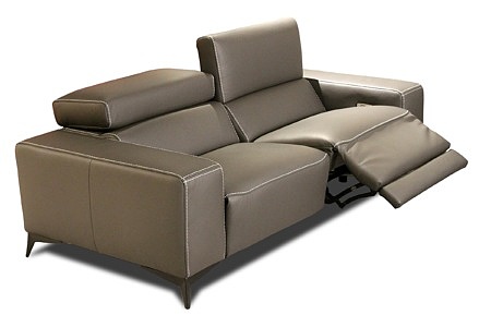 Sofa ze skóry 2-osobowa, brązowa skóra naturalna, grube boki, modułowe siedziska z funkcją relax elektryczny, regulowane zagłówki