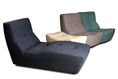 Modułowy nowoczesny komplet wypoczynkowy - trzy fotele tapicerowane zielony, brązowy, granatowy