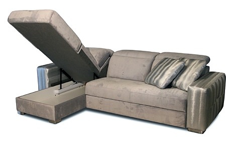 Drift - sofa ze schowkiem na pościel, detal wykonania pojemnika na pościel w module otomany