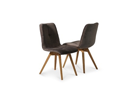 Krzesła z Dobrodzienia. Nowoczesne, piękne i wygodne krzesła do jadalni wykonane z szarego materiału