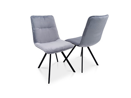 Krzesło na 4 czarnych nóżkach w szarej tkaninie aquaclean