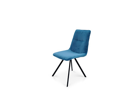 Krzesło niebieskiego koloru z tkaniny aksamitnej
