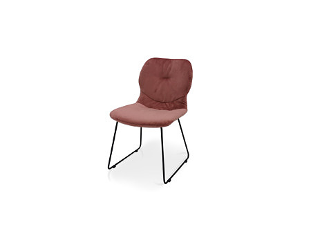 Krzesło w różowych barwach na metalwej czarnej nodze do nowoczesnego wnętrza