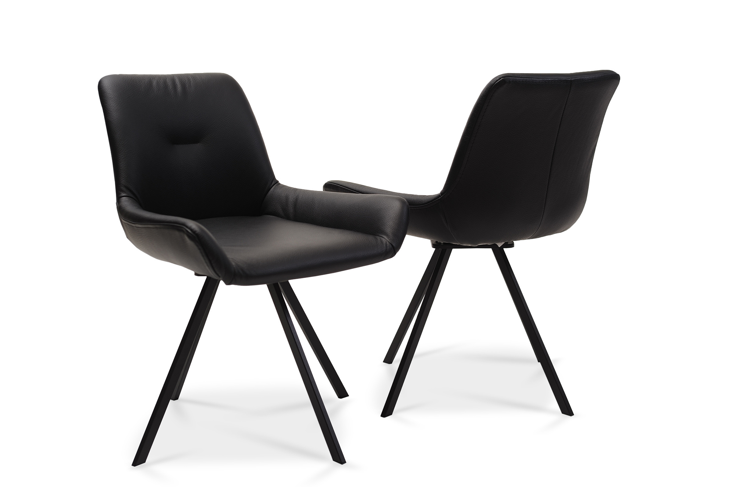 Czarne komfortowe krzesła z mechanizmem obrotowym, wysokiej jakości pianka