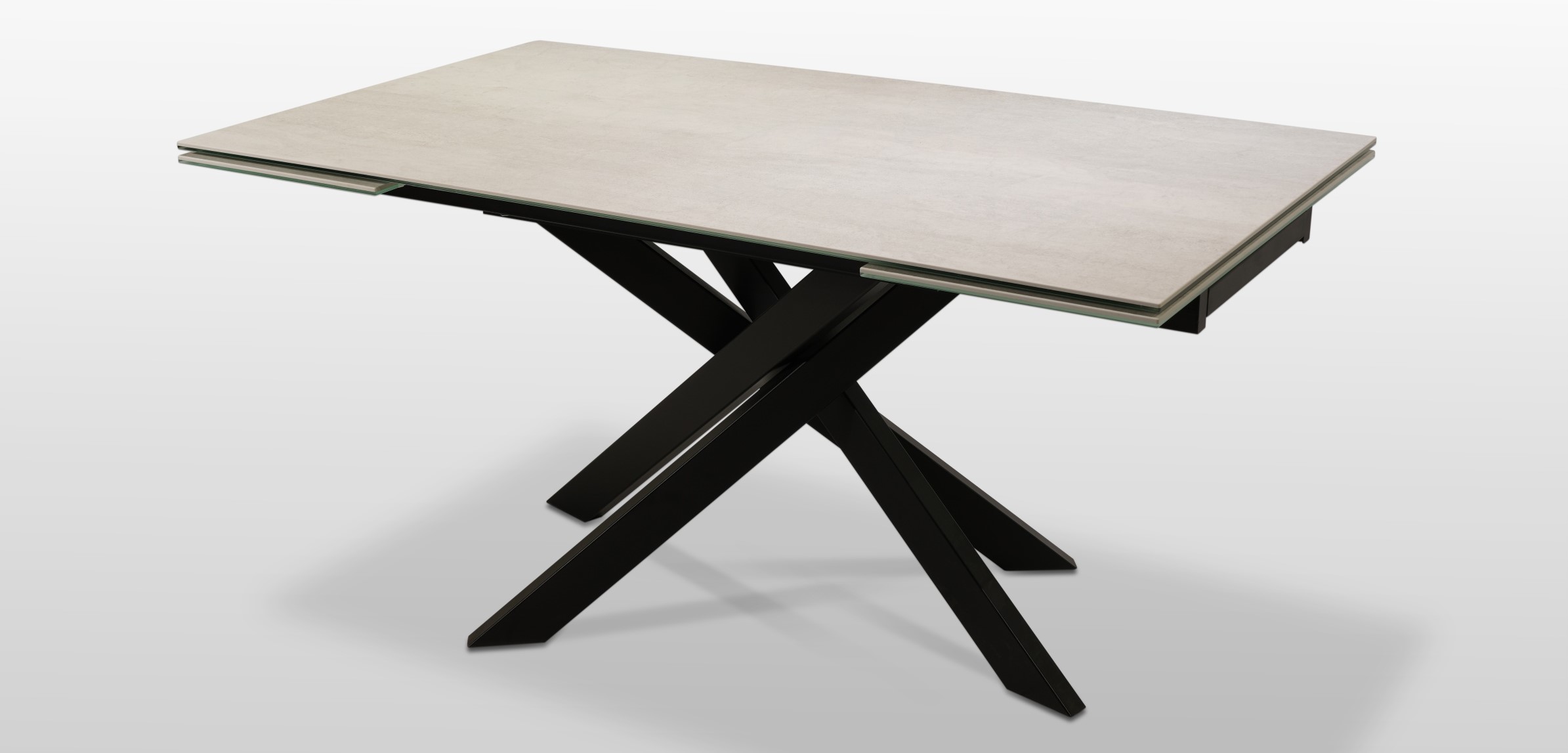 ZDJĘCIE GŁÓWNE - Stół A19 spiek kwarcowy na metalowyj czarnej nodze. Stół do kuchni, jadalni i salonu.