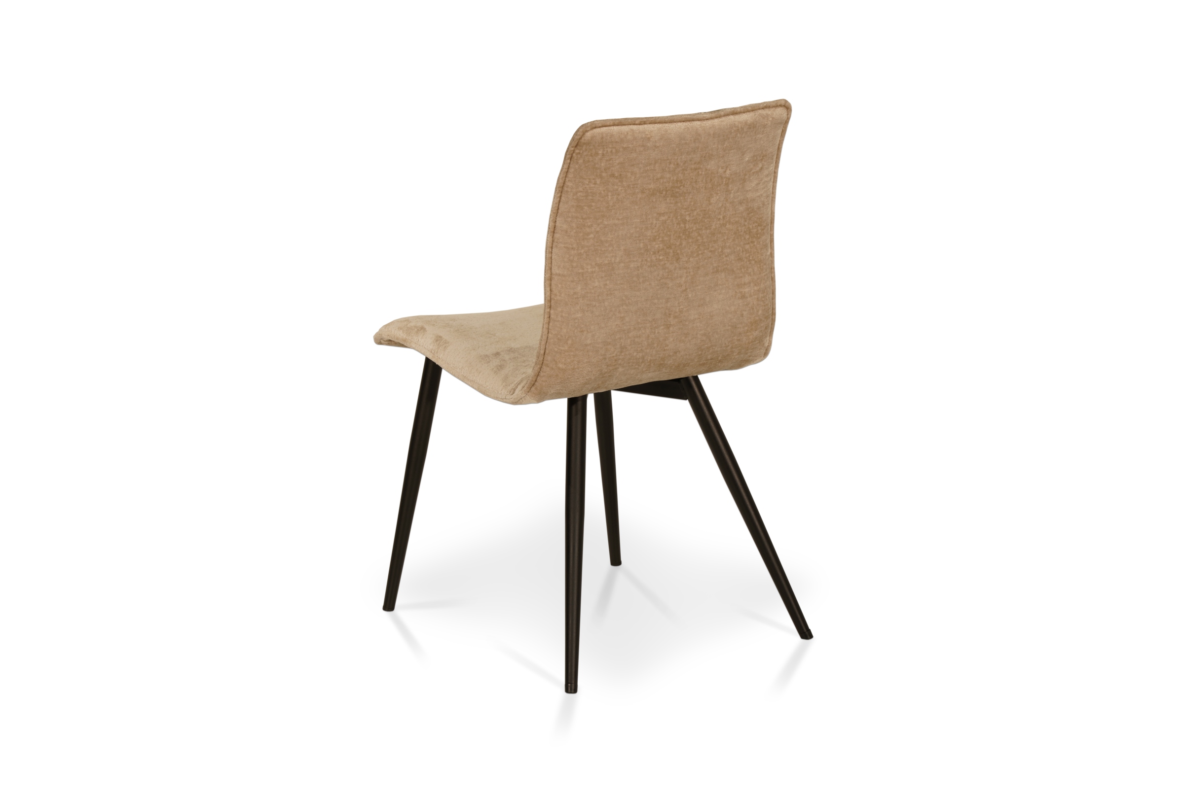 Krzesło do salonu z jasnej tkaniny na metalowych czarnych nogach w stylu Loft