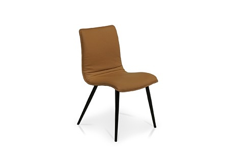 Krzesło na metalowych nogach z rudej, matowej skóry pochodzenia włoskiego