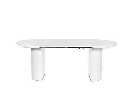 Rozłożony stół A27 z ryflowaną nogą w białym kolorze z brokatem