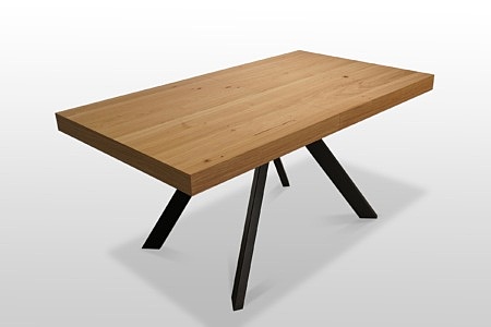 Stół A18 metalowa prosta noga z blatem z fornir dąb naturalny