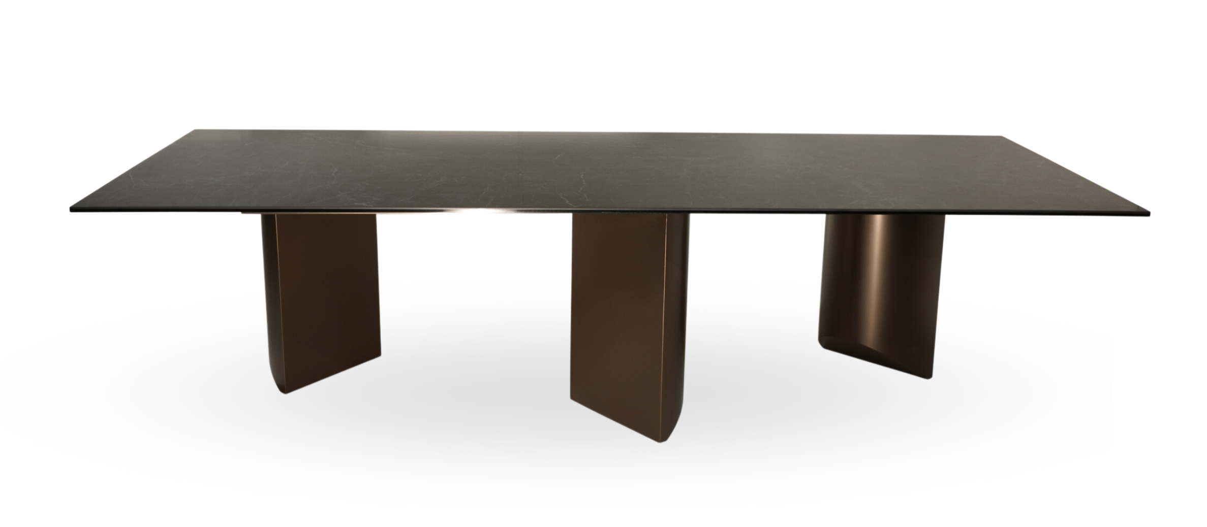 A24 stół na 3 brązowych kolumnach; bardzo stabilna konstrukcja z blatem ze spieku kwarcowego Laminam
