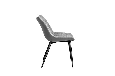 Krzesełko na 4 nóżkach z siedziskiem tapicerowanym tkanina i skóra naturalna ciemno szery kolor