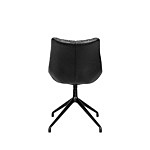 Krzesełko z plecami z naturalnej skóry w czarnym kolorze, ciemne nogi 4 ramienne
