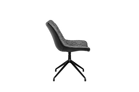 Krzesło made in poland, czarna skóra, szara tkanina i czarna noga tc meble dobrodzień