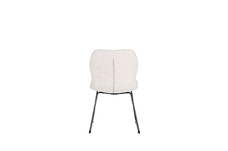 Krzesło na płozie z białej tkaniny, metalowa noga