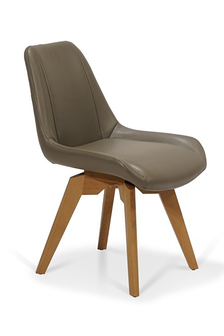 Stabilne krzesło na dębowej nodze wykonane z szarej skóry bydlęcej pochodzącej z Włosch 1015